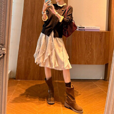 批发秋季新品设计感小众气质长袖毛针织衫半身裙两件套2026潮