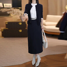 批发法式轻奢高级感套装女2025春秋新款长袖<b class='q'>衬衫</b>针织开衫半身裙三件套