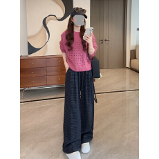 批发老钱风松驰感套<b class='q'>装</b>女2026春秋新款镂空长袖针织衫毛衣阔腿<b class='q'>裤</b><b class='q'>两件套</b>