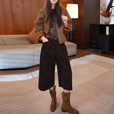 批发2025早秋韩版小众复古长袖打底上衣外套休闲直筒<b class='q'>七分</b>裤三件套