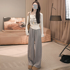 纯欲慵懒风气质套装女2026春季新款短款露肩长袖T恤休闲裤两件套