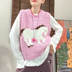 批发印花设计感圆领无袖<b class='q'>马甲女</b>2025秋季新款韩版宽松高级感显瘦衣服