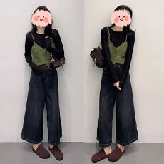 批发高级感时尚套装女春秋针织<b class='q'>吊带</b><b class='q'>背心</b>女叠穿打底衫上衣<b class='q'>牛仔</b>裤三件套