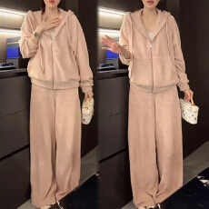 批发2025新款甜美风减龄时髦显瘦卫衣休闲裤两件套百搭简约显瘦套<b class='q'>装</b><b class='q'>女</b>