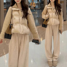 批发2025冬季简约风设计感长袖棉服女潮流小众洋气慵懒风显瘦拼色衣服