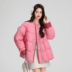 批发运动休闲通勤风长袖棉服2025时尚气质小个子韩版<b class='q'>显瘦</b>纯色拼接外套