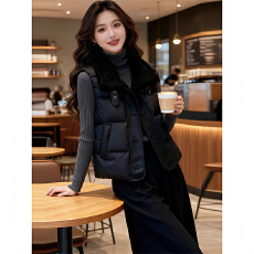 批发简约风设计感马甲棉服女2026<b class='q'>冬</b>季潮流小众洋气慵懒风显瘦纯色衣服