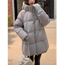 批发运动休闲通勤风长袖棉服2025时尚气质小个子韩版<b class='q'>显瘦</b>纯色拼接外套