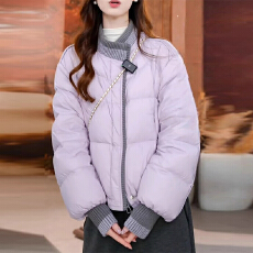 批发运动休闲通勤风长袖棉服2025时尚气质小个子韩版<b class='q'>显瘦</b>撞色拼接外套