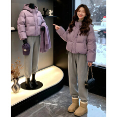 批发运动休闲通勤风长袖棉服2025时尚气质小个子韩版<b class='q'>显瘦</b>纯色拼接外套