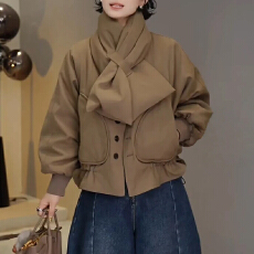 批发运动休闲通勤风长袖棉服2025时尚气质小个子韩版<b class='q'>显瘦</b>纯色拼接外套