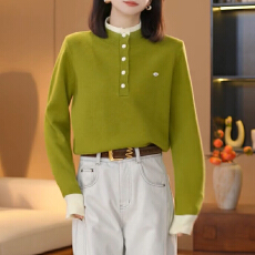 批发复古港风拼色设计感长袖针织衫女2025冬季新款氛围感<b class='q'>甜美</b>显瘦衣服