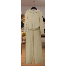 流行简约休闲风时尚套装2025秋冬季新款连帽卫衣阔脚裤两件套女款