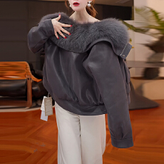 批发大毛领<b class='q'>工装</b>设计感棉<b class='q'>服</b>女2025新款冬季设计感加厚保暖长袖外套棉衣