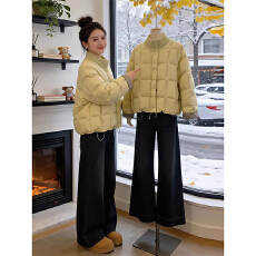 批发韩系奶呼呼纯色<b class='q'>针织</b>拼接棉服<b class='q'>外套</b>女2025冬季新款高级感保暖棉衣