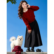 批发冬装新款韩版温柔短款蝴蝶结蕾丝花边<b class='q'>圆领</b><b class='q'>针织</b>衫外套女