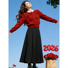 批发冬装新款韩版温柔短款蝴蝶结蕾丝花边<b class='q'>圆领</b><b class='q'>针织</b>衫外套女