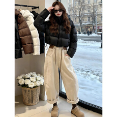 批发巨好看的冬<b class='q'>装</b>一整套穿搭2026新款纯色棉服外套工<b class='q'>装</b>阔腿裤两件套女