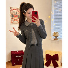 批发格温情书秋冬季<b class='q'>北极</b><b class='q'>绒</b>翻领学院风减龄时尚套装2026休闲两件套