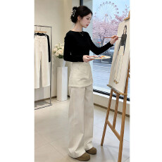 批发清新蜜桃白色韩系屁帘<b class='q'>牛仔</b>裤<b class='q'>女</b>春季新款高腰显瘦阔腿裤子