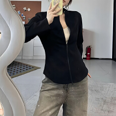 批发韩系休闲通勤风长袖上衣2026时尚气质小个子韩版显瘦纯色拼接外套