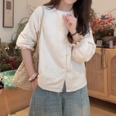 批发【五彩线设计】新中式国风花袖口小衫<b class='q'>春</b>夏款汉元素明制汉服2026新