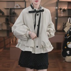 批发韩系穿搭立领系带卡其色花苞短款风衣<b class='q'>女</b>2026春小个子减龄<b class='q'>夹克</b>外套