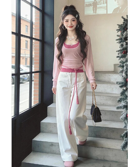 한 부서 착용 가져 가라. 지방 mm 몸매 가꾸기 슬림해 보이는 맨위 슬립 블라우스 두 조각 여성 세트 2026 여름 새로운 트렌드 맨위