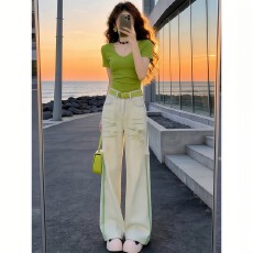 批发文艺风法式复古上衣阔腿裤套装女2026新款显瘦百搭日常气质两件套