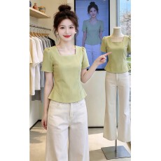 批发胖mm潮流<b class='q'>女装</b>时尚减龄纯色别致短袖T恤女2026夏季新款简约风上衣