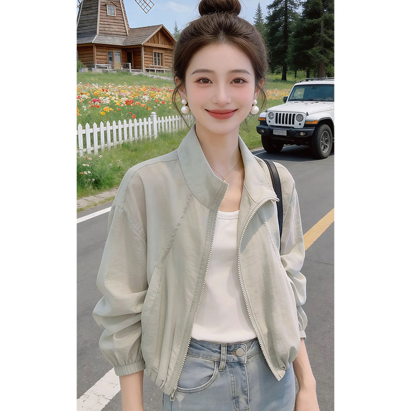 한 부서 고급 센스 쇼트 스타일 자외선 차단 의류 여자 외출용 2026 여름 새로운 재킷