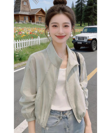 한 부서 고급 센스 쇼트 스타일 자외선 차단 의류 여자 외출용 2026 여름 새로운 재킷