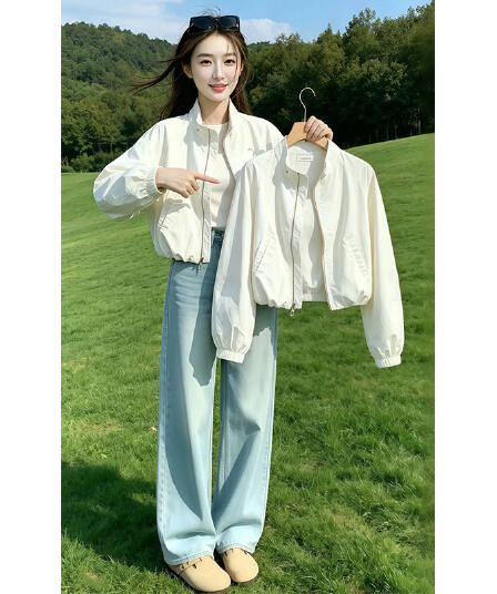 향기로운 듀오 한 부서 품격 출퇴근 바람 자외선 차단 의류 2026 여름 새로운 스탠드 칼라 얇은 스타일 재킷