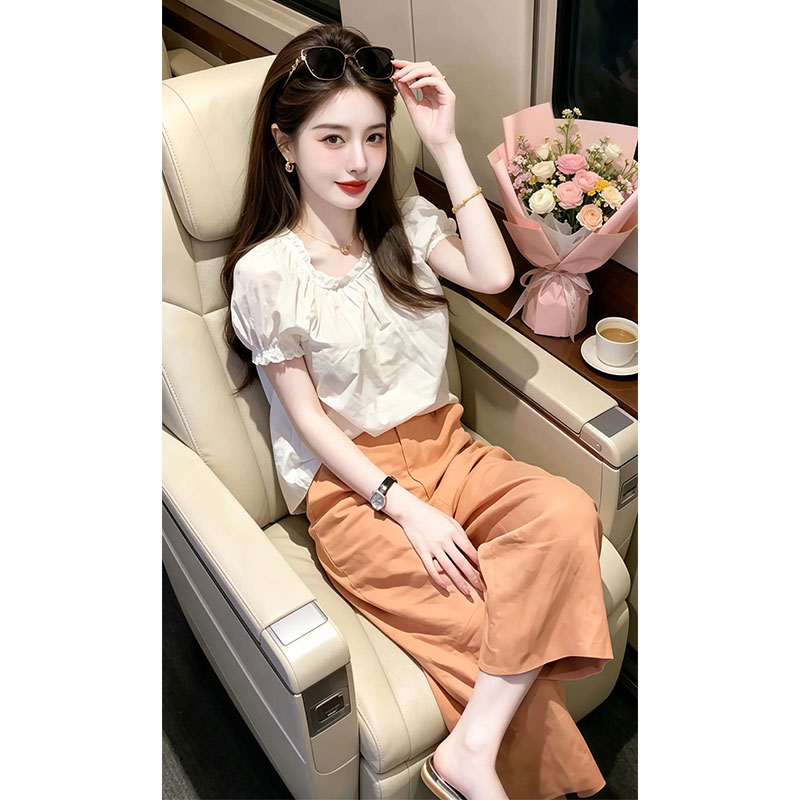 향기로운 듀오 프랑스식 품격 슬림해 보이는 반팔 셔츠 2026 여름 새로운 여성 의류 캐주얼 바지 투피스 세트