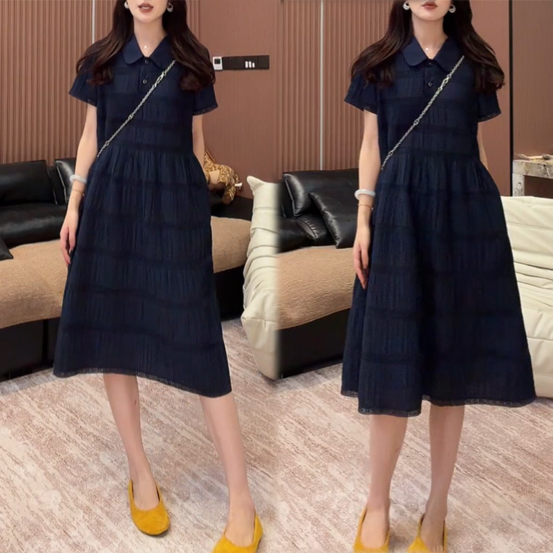 향기로운 듀오 2026 여름 새로운 피아노 Pleat 베이비 칼라 허리 수축 슬림해 보이는 드레스 고급 센스 다용도 패션 트렌드