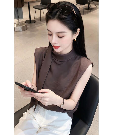 패션 디자인 센스 리본 디자인 여성 셔츠 2026 여름 새로운 연령 감소 다용도 느긋한 센스 트렌드 셔츠