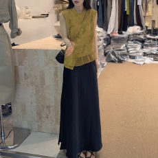 批发轻奢女装长裙上衣<b class='q'>两件套装</b>2026新国风斜盘扣夏季时尚中式套装