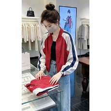 批发香朵儿韩系百搭立领撞色设计感<b class='q'>外套女</b>士2026秋季新款洋气长袖上衣