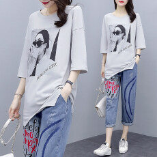 批发宽松休闲套<b class='q'>装</b>女2026夏季新款洋气减龄时尚气质薄款牛仔两件套<b class='q'>大码</b>