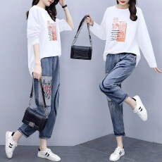 批发早秋新款女装微胖mm<b class='q'>大码</b>遮肉宽松减龄穿搭时髦休闲套装洋气两件套