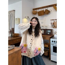 批发刺绣长袖衬衫+可爱刺绣针织马甲+<b class='q'>牛仔</b>裤