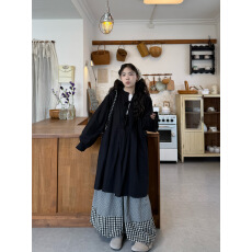 批发复古宽松<b class='q'>棉麻</b>系带衬衫+格子花苞休闲<b class='q'>裤</b>