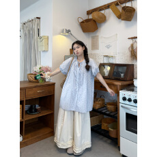 批发<b class='q'>波点</b>中长款<b class='q'>衬衣</b>短袖+裤子