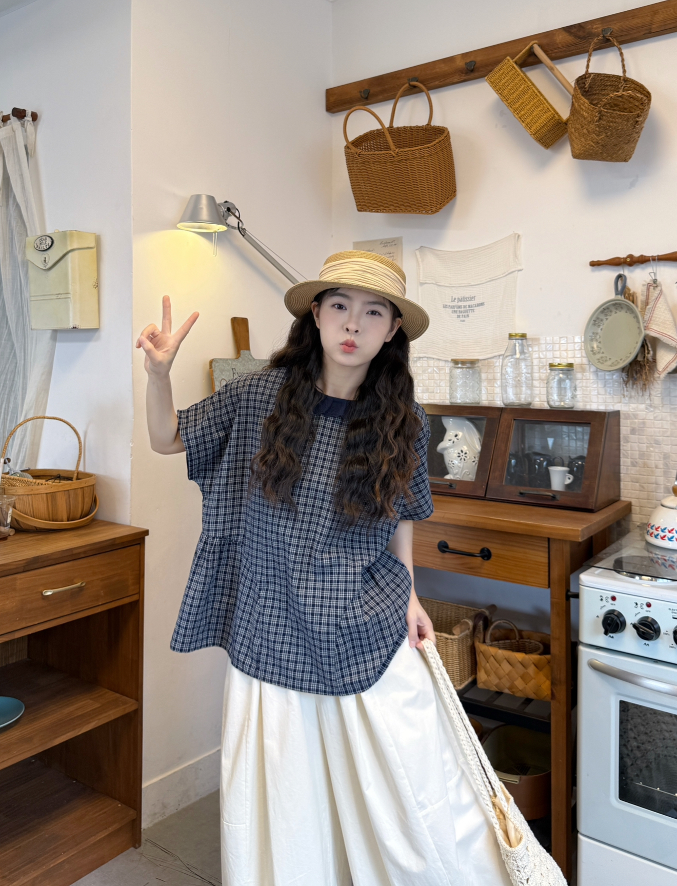 실사 스트라이프 반팔 셔츠 맨위 레이스 바지