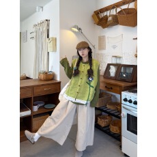 批发立体花朵针织马甲+长袖打底<b class='q'>T</b><b class='q'>恤</b>+<b class='q'>裤</b>子