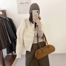 批发2025秋冬新款韩版宽松慵懒风圆领套头<b class='q'>开衫</b>毛衣女<b class='q'>针织</b>衫上衣