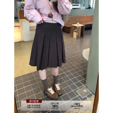 批发乌77韩系复古百褶a字半身裙女学院风高腰遮肉显瘦气质<b class='q'>百搭</b>中裙秋