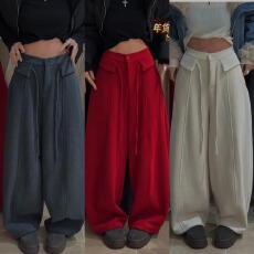 批发早春<b class='q'>新款</b>熊小姐家2025韩国东大门同款女士时尚宽松拖地<b class='q'>裤</b>垂感