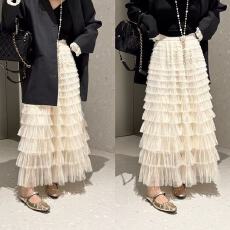 批发YDFSTUDIO小众【<b class='q'>网纱</b>之恋】早春欧货重工<b class='q'>网纱</b>分层拼接百搭半身裙