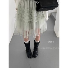 批发26年早春韩系甜美设计感多层<b class='q'>网纱</b>蓬蓬蛋糕短半身裙